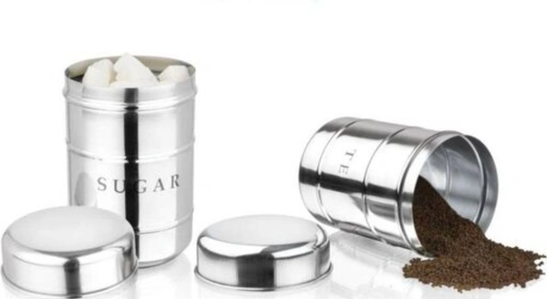 2 Pcs Stainless Steel Airtight Tea Sugar Canister Set 700ml Each - 700ml, Stainless Steel, Airtight, Set of 2